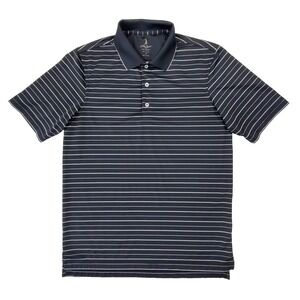 Bobby Jones Performance Polo Shirt Men Medium‎ Gray Striped Golf Short Sleeve